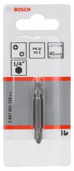 Набор из 3 двухсторонних насадок PH2 PZ2 45 mm 2607001743